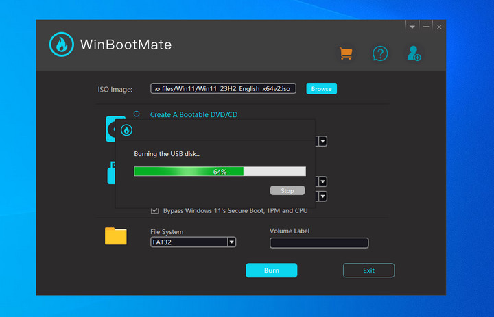 Quemar archivo ISO de Windows 11 con WinBootMate