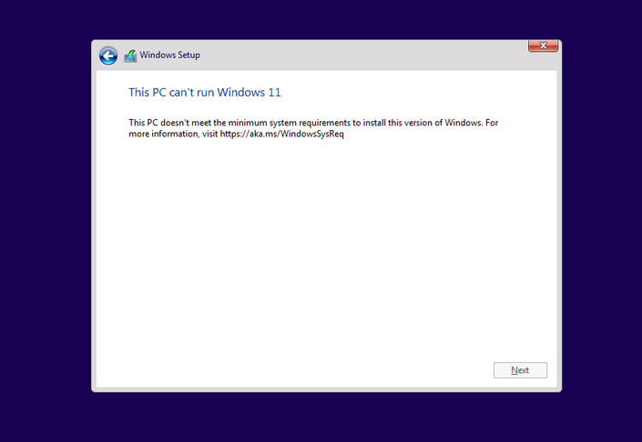 Esta PC no cumple actualmente con los requisitos mínimos del sistema para ejecutar Windows 11