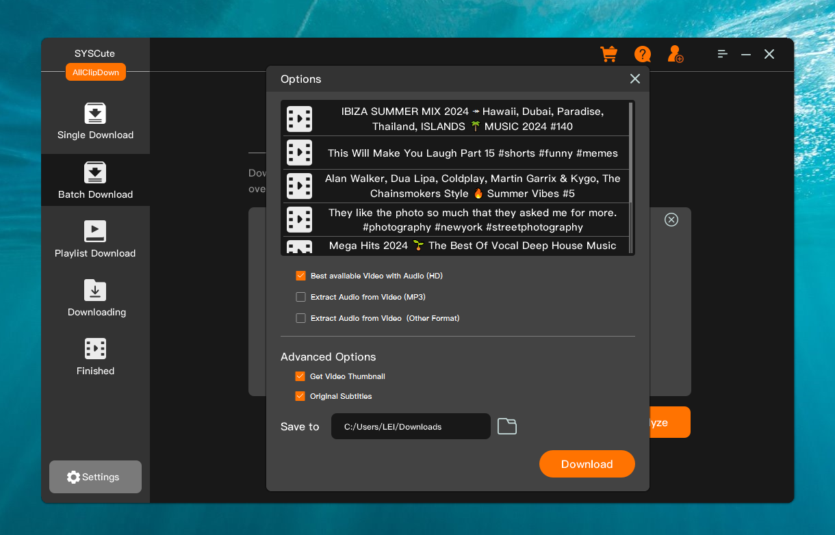 Analyser les URLs AllClipDown