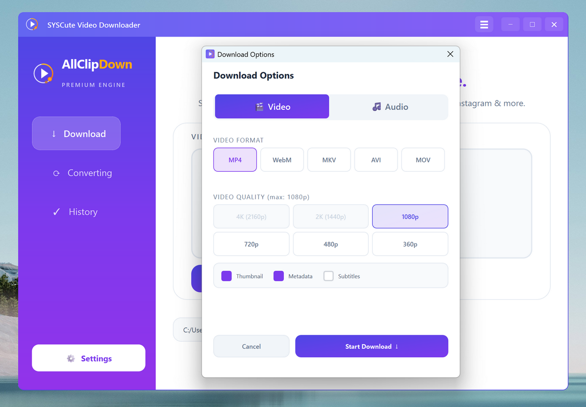 AllClipDown Single Download