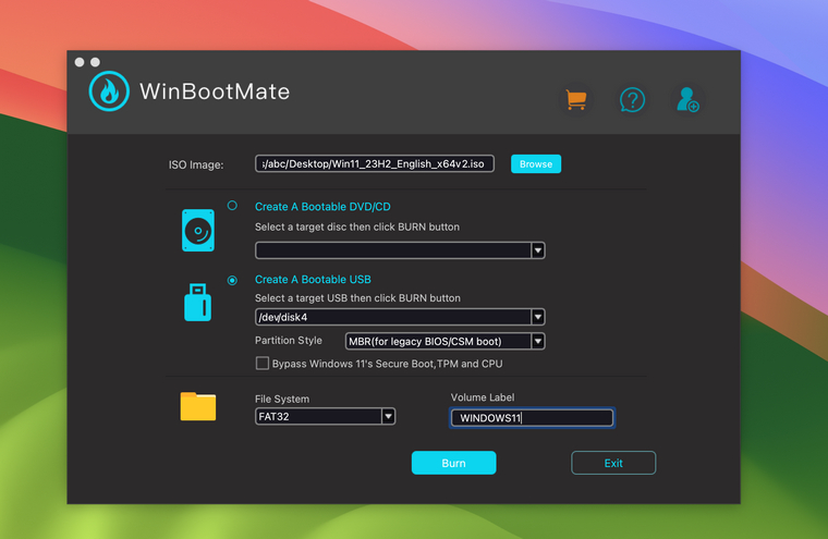 WinBootMate Mac Import ISO